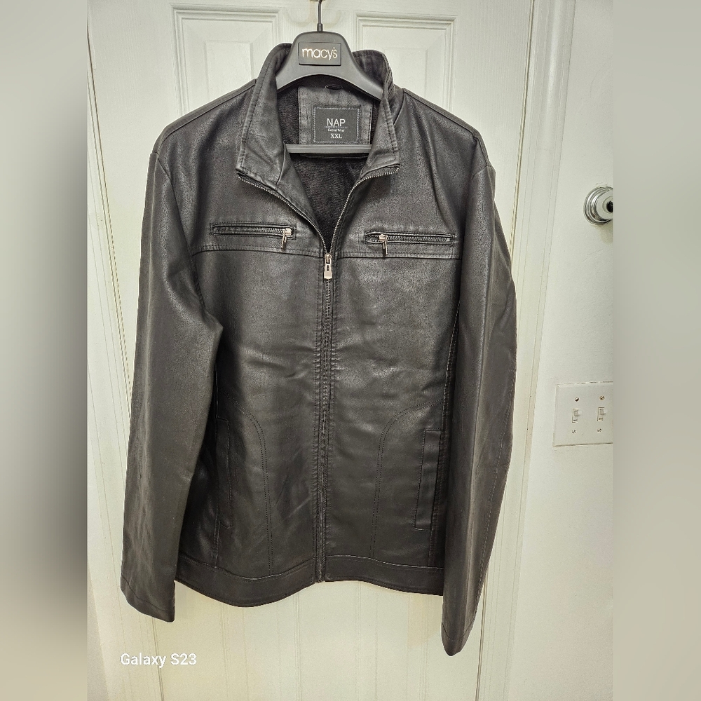 mens black leather jacket